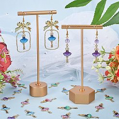 32Pcs 8 Colors Printed Alloy Pendants&nbsp;ENAM-SC0005-39