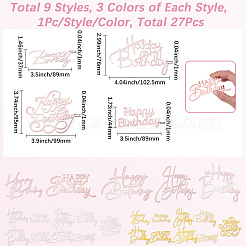 27Pcs 9 Styles 3 Colors Birthday Cake Toppers&nbsp;AJEW-SP0001-82