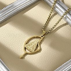 201 Stainless Steel Nossa Senhora Aparecida Virgin Pendant Box Chain Necklaces&nbsp;NJEW-H055-07G