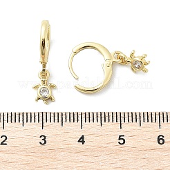 Tortoise Brass Micro Pave Clear Cubic Zirconia Hoop Earrings&nbsp;EJEW-D311-008G
