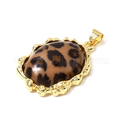 Leopard Print Brass Resin Pendants&nbsp;KK-A296-52A-G