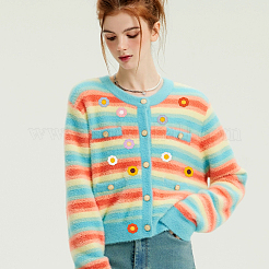 60Pcs 6 Colors Two Tone Polyester Knitted Appliques&nbsp;PATC-FG0001-75