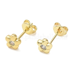 Brass Pave Cubic Zirconia Stud Earrings&nbsp;KK-CBA98BA-21G