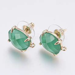 Faceted Glass Stud Earring Findings&nbsp;GLAA-F084-A