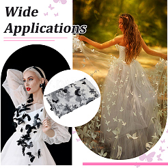 Butterfly Pattern Embroidered Polyester Mesh Fabrics&nbsp;DIY-WH0759-32A
