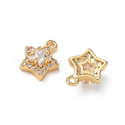 Brass Micro Pave Clear Cubic Zirconia Charms&nbsp;KK-P355-04G