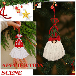 4Pcs Christmas Handmade Woven Macrame Cotton Thread Santa Claus Pendant Decorations&nbsp;HJEW-MA00017