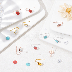 30Pcs 3 Color 304 Stainless Steel Earring Hooks with Flat Round Settings&nbsp;FIND-DC0001-12