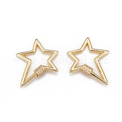 Brass Micro Pave Clear Cubic Zirconia Screw Carabiner Lock Charms&nbsp;ZIRC-L085-06G