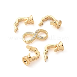 Brass Micro Pave Clear Cubic Zirconia Fold Over Clasps&nbsp;KK-L289-008G