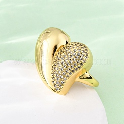 Brass Micro Pave Cubic Zirconia Adjustable Cuff Rings for Women&nbsp;RJEW-U053-07G