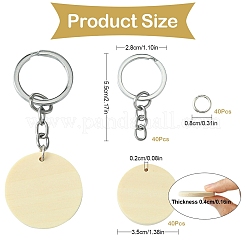 DIY Blank Flat Round Wooden Keychain Making Kits&nbsp;DIY-YW0008-89