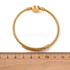 304 Stainless Steel Heart Beaded Cuff Bangle&nbsp;BJEW-K280-02G