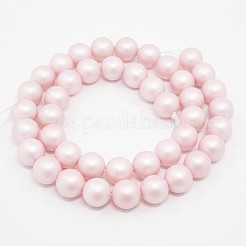 Round Shell Pearl Frosted Beads Strands&nbsp;BSHE-I002-8mm-12