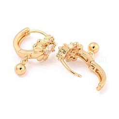 Brass Micro Pave Clear Cubic Zirconia Hoop Earrings&nbsp;EJEW-A107-08B-KCG