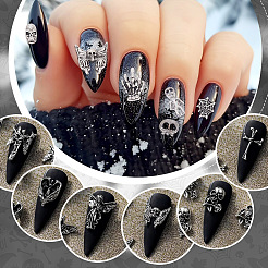 64Pcs 16 Styles Halloween Themed Alloy Cabochons&nbsp;DIY-GA0007-20