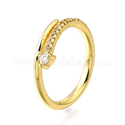 Brass Micro Pave Clear Cubic Zirconia Finger Rings for Women&nbsp;RJEW-H247-14G