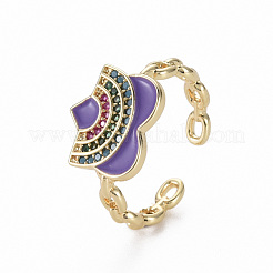 Brass Micro Pave Cubic Zirconia Cuff Rings&nbsp;RJEW-Q164-011-NF