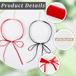 2Pcs 2 Colors Bowknot Velvet Choker Necklaces for Women&nbsp;NJEW-CY0001-01