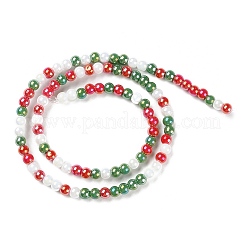 Christmas Theme Opaque Electroplate Glass Beads Strands&nbsp;X-GLAA-P056-4mm-A02