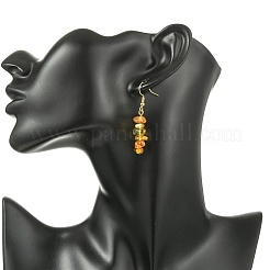Natural Amber Chip Dangle Earrings&nbsp;EJEW-JE07018