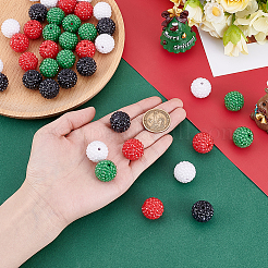 40Pcs 4 Colors Chunky Resin Rhinestone Bubblegum Ball Beads&nbsp;RESI-GA0001-34