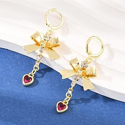 Bowknot Brass Micro Pave Cubic Zirconia Leverback Earrings&nbsp;EJEW-H182-02G
