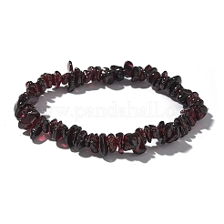 Chips Natural Garnet Beaded Stretch Bracelets&nbsp;BJEW-JB01826-09