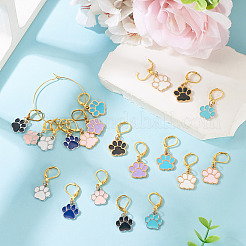 20Pcs 10 Colors Paw Print Alloy Enamel Pendant Locking Stitch Markers&nbsp;HJEW-TAC0097