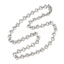 304 Stainless Steel Rhombus Link Chain Necklaces for Women Men&nbsp;NJEW-F363-02P