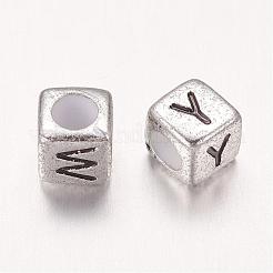 6MM Silver Mixed Letters Cube Acrylic Beads&nbsp;X-PB43C9308