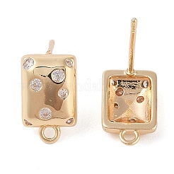 Brass Pave Clear Cubic Zirconia Stud Earring Findings&nbsp;LS-KK-N256-02G-C