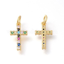 Brass Micro Pave Cubic Zirconia Pendants&nbsp;ZIRC-F106-01G