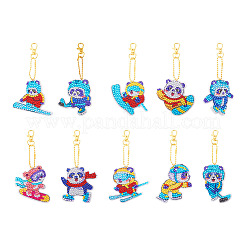 2 Sets 2 Style DIY Diamond Painting Sporting Panda Keychain Kits&nbsp;DIY-TA0003-80