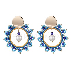 Brass Glass Sun Stud Earrings&nbsp;EJEW-MZ00520-01