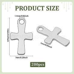 200Pcs Cross 304 Stainless Steel Charms&nbsp;STAS-ME0001-72