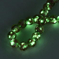 Luminous Handmade Lampwork & Glitter Powder Beads Strands&nbsp;LAMP-Q041-01G