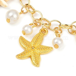 Dyed Synthetic Turquoise Starfish Charm Bracelets&nbsp;BJEW-JB11642-01