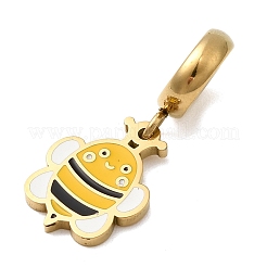 304 Stainless Steel Yellow Enamel European Dangle Charms&nbsp;STAS-D153-12G