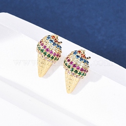 Brass Micro Pave Cubic Zirconia Stud Earrings&nbsp;EJEW-Q015-16G