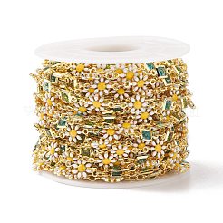 Enamel Flower & Glass Square Link Chains&nbsp;CHC-P009-36G