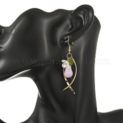Handmade Porcelain & Brass Dangle Earrings for Women&nbsp;EJEW-JE07508