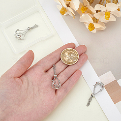 3Pcs Brass Hollow Round Cage Pendant Decorations&nbsp;KK-PH0014-68P