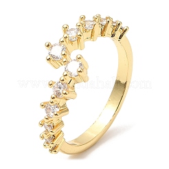 Rack Plating Brass Finger Rings with Cubic Zirconia for Women&nbsp;RJEW-A018-02G