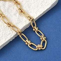 Ion Plating(IP) 304 Stainless Steel Textured Oval Link Chain Bracelets for Women&nbsp;BJEW-B092-08G-01