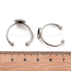 Tarnish Resistant 304 Stainless Steel Open Cuff Ring Components&nbsp;STAS-B072-09E-P