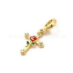 Brass Micro Pave Clear Cubic Zirconia European Dangle Charms&nbsp;KK-C113-13A-G