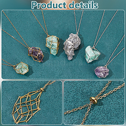 304 Stainless Steel Crystal Stone Cage Pendant Necklaces&nbsp;NJEW-PH01546