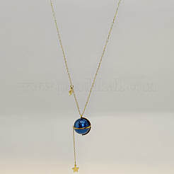 Stainless Steel Blue Planet Pendant Necklaces for Daily Wear and Parties&nbsp;QY7918