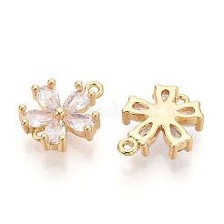 Brass Pave Clear Cubic Zirconia Connector Charms&nbsp;KK-T078-03G-05